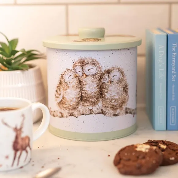 Owl Biscuit Barrel with Airtight Lid - Steel