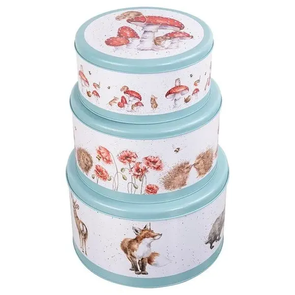 Set of 3 Nesting Cake Tins - Teal, Tinplate image