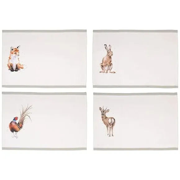 Set of 4 Placemats Woodland Animals - Cotton