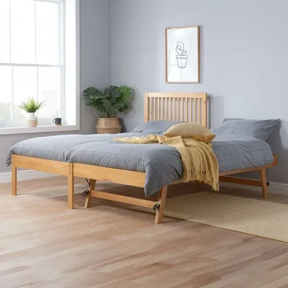 Single Trundle Bed with Pull-Out - Brown
