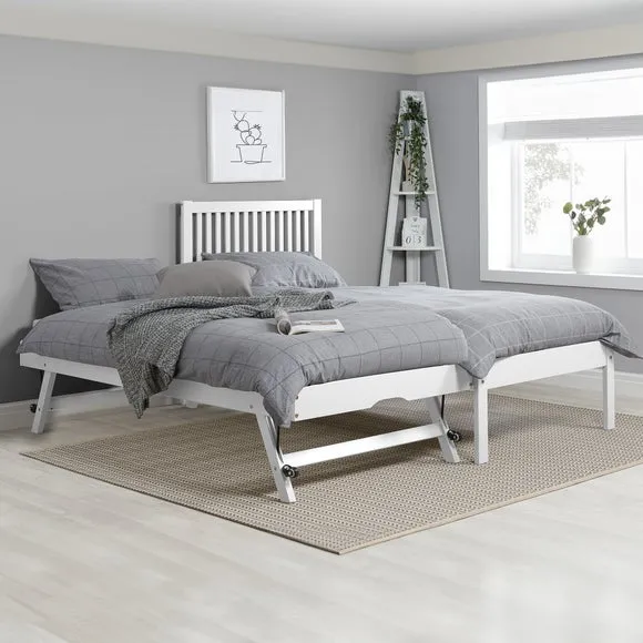 Single Trundle Bed with Pull-Out - White