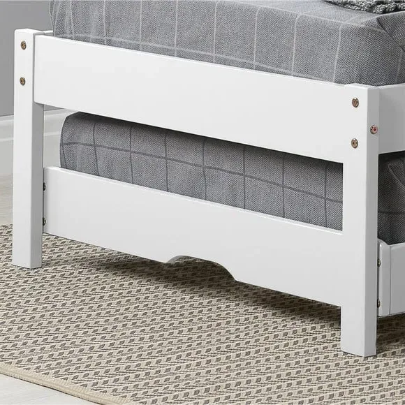 Single Trundle Bed with Pull-Out - White