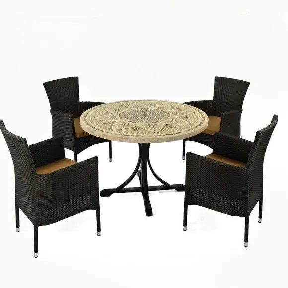 4-Seat Dining Set with Mosaic Top - Black