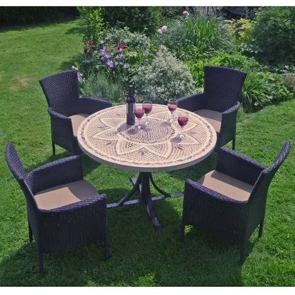 4-Seat Dining Set with Mosaic Top - Black image
