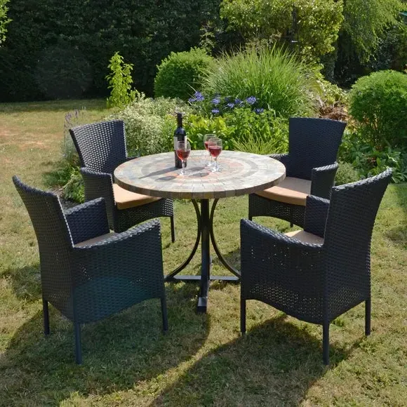 4-Seat Dining Set with Mosaic Top - Black image