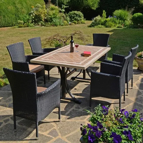 6-Seat Dining Set with Ceramic Table - Black image