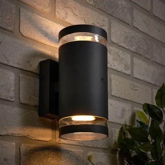 2 Light Outdoor Sensor Wall Light - Grey
