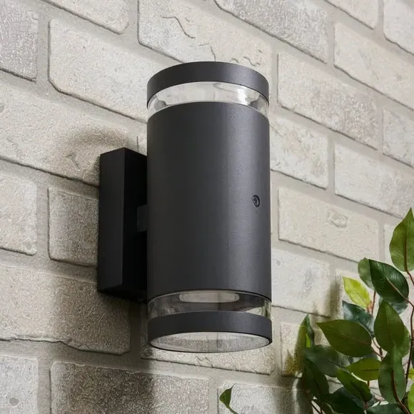 2 Light Outdoor Sensor Wall Light - Grey