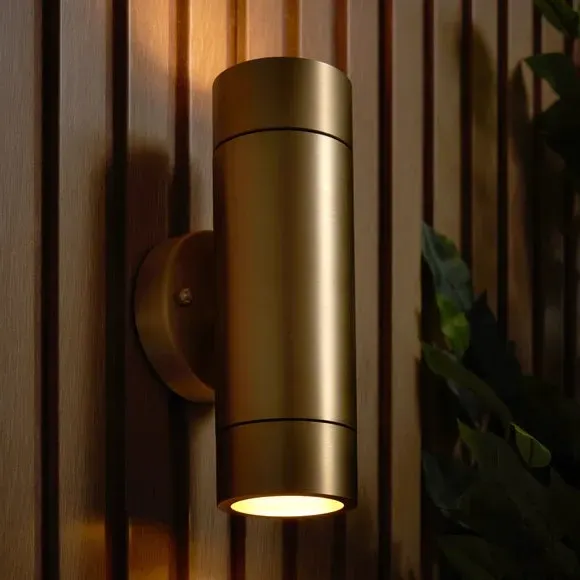 2 Light Outdoor Wall Light - Gold, Brass