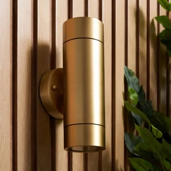2 Light Outdoor Wall Light - Gold, Brass