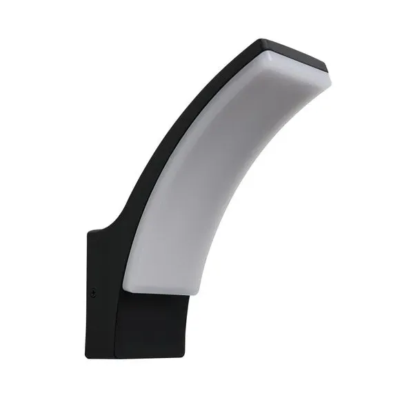 Curved LED Outdoor Wall Light - Black, Nylon