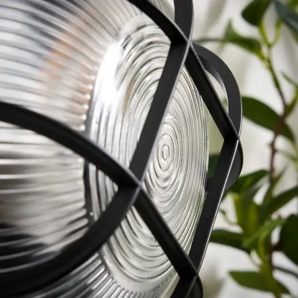 Industrial Wall Light with Cage - Black