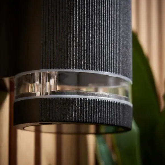 Ribbed Outdoor Wall Light - Black, Aluminium