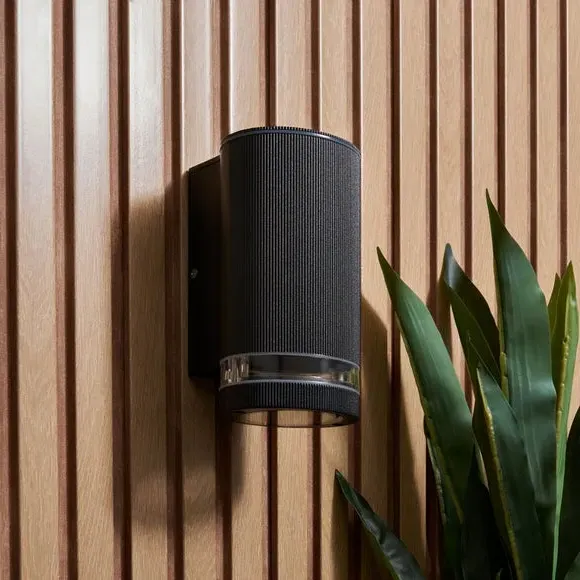 Ribbed Outdoor Wall Light - Black, Aluminium image