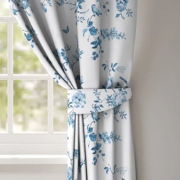 Curtain Tieback with Floral Design - Blue image
