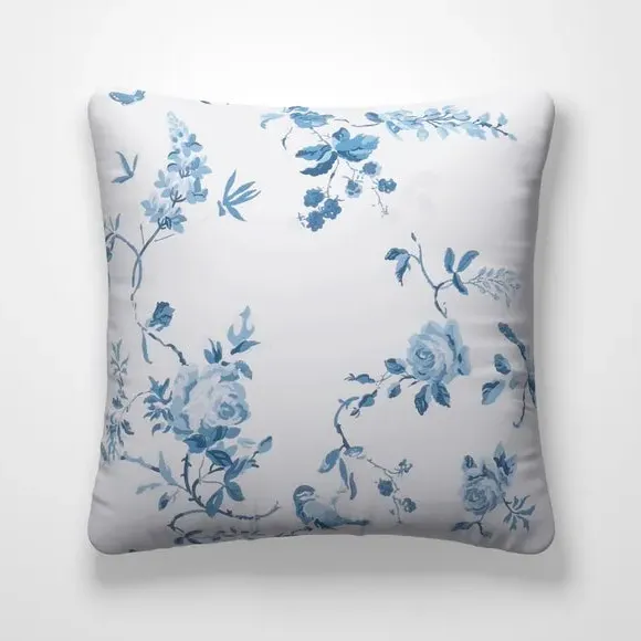 Cushion Cover with Floral Design - Blue