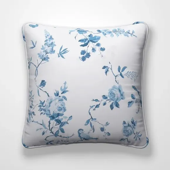 Cushion Cover with Floral Design - Blue