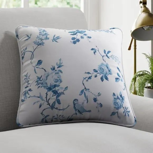 Cushion Cover with Floral Design - Blue