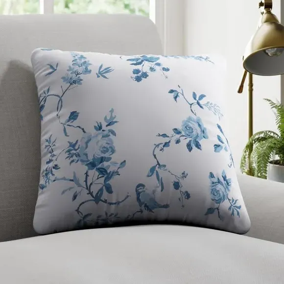 Cushion Cover with Floral Design - Blue image