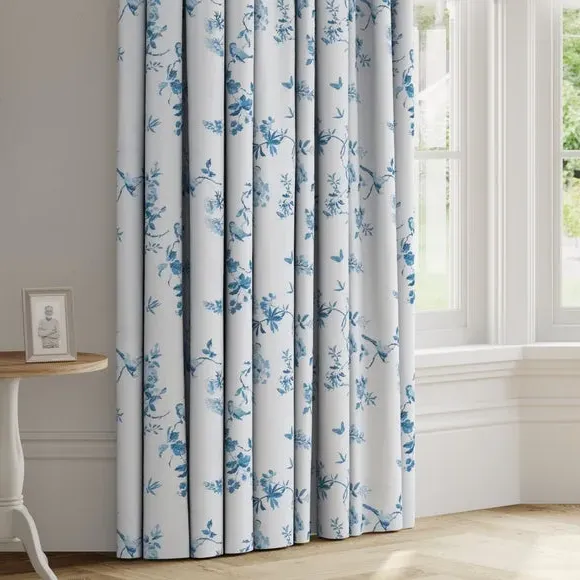 Made to Measure Curtains - Blue, Birds & Roses image