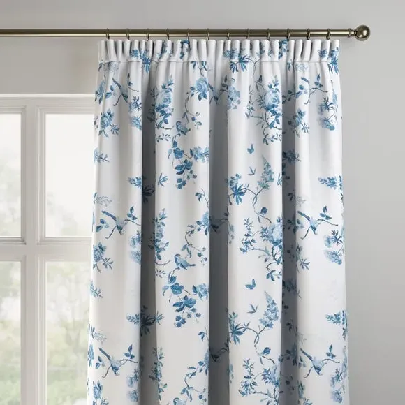 Made to Measure Curtains - Blue, Birds & Roses