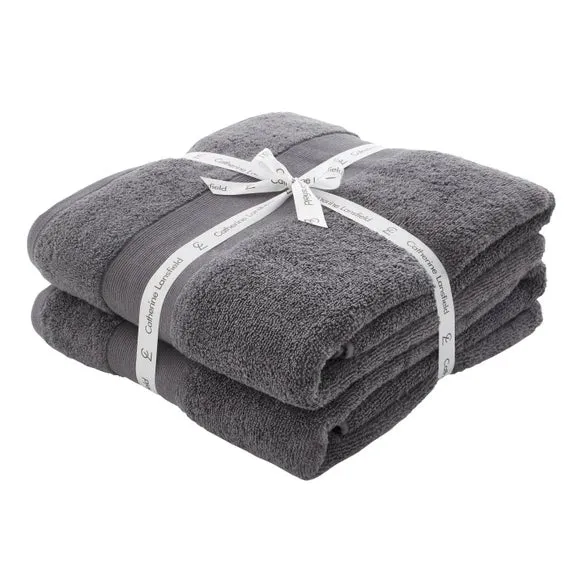 2-Pack Bath Sheets Anti-Bacterial - Charcoal, Cotton image