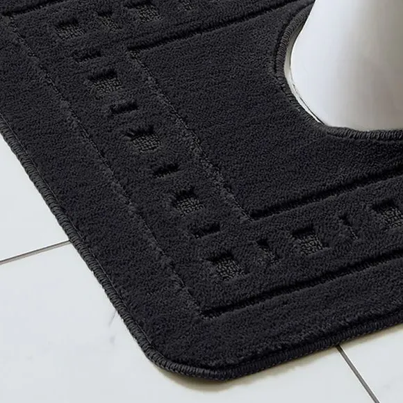2-Piece Bath Mat Set - Black, Polypropylene