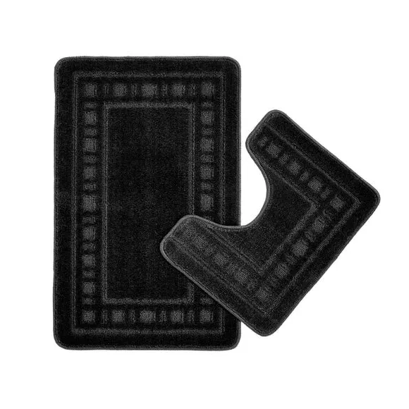 2-Piece Bath Mat Set - Black, Polypropylene