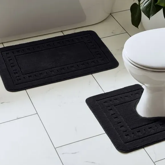 2-Piece Bath Mat Set - Black, Polypropylene image
