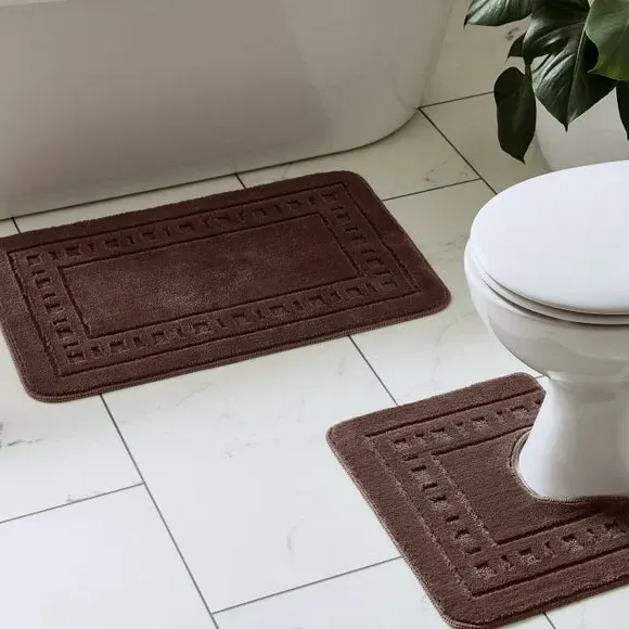 2-Piece Bath Mat Set - Chocolate, Polypropylene