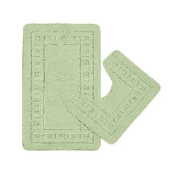 2-Piece Bath Mat Set - Green, Polypropylene