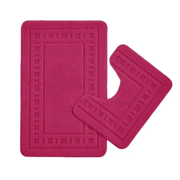 2-Piece Bath Mat Set - Hot Pink, Polypropylene
