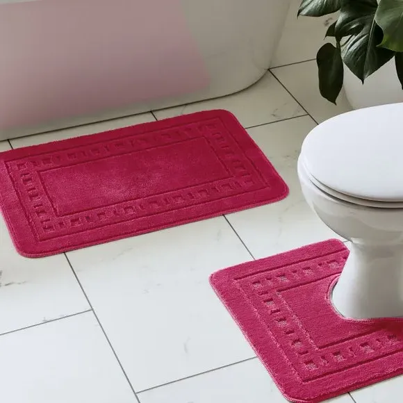 2-Piece Bath Mat Set - Hot Pink, Polypropylene