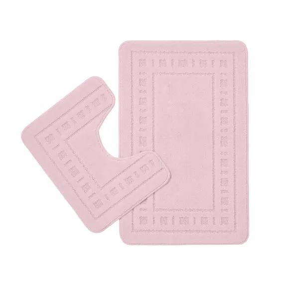 2-Piece Bath Mat Set - Pink, Polypropylene
