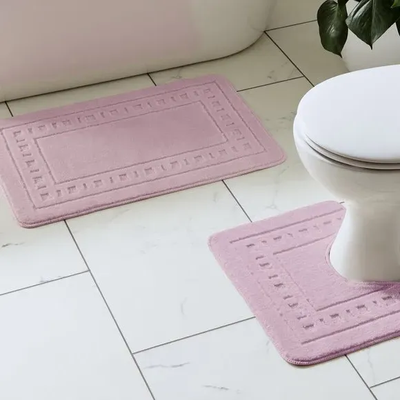 2-Piece Bath Mat Set - Pink, Polypropylene
