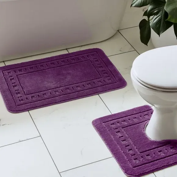 2-Piece Bath Mat Set - Purple, Polypropylene
