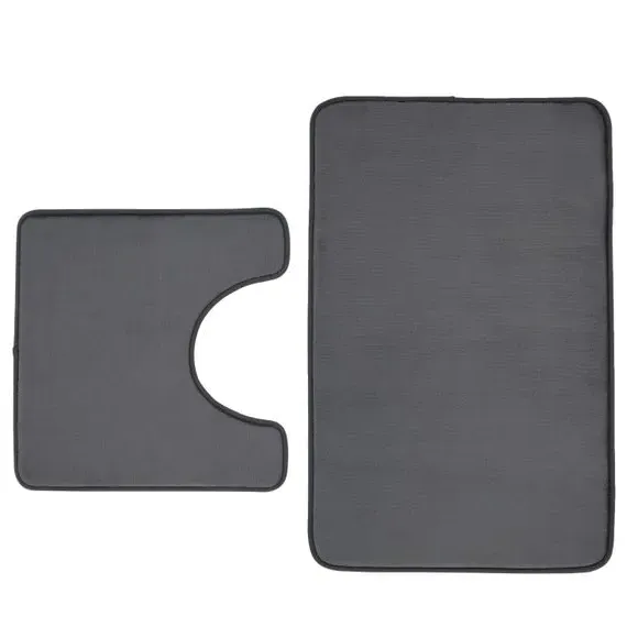 2-Piece Bath Mat Set with Memory Foam - Charcoal
