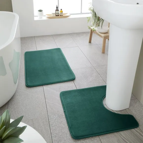 2-Piece Bath Mat Set with Memory Foam - Forest