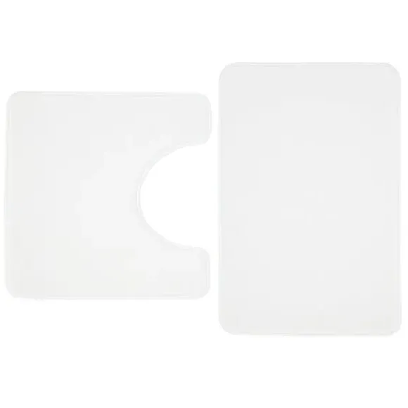 2-Piece Bath Mat Set with Memory Foam - White