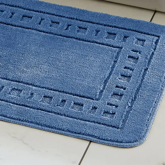 2-Piece Bath Mat Set with Pedestal - Blue