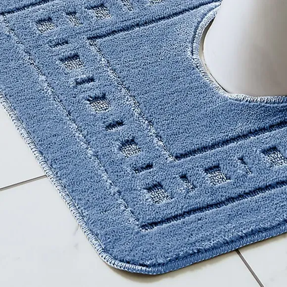 2-Piece Bath Mat Set with Pedestal - Blue