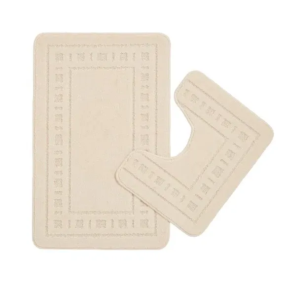 2-Piece Bath Mat Set with Pedestal - Cream