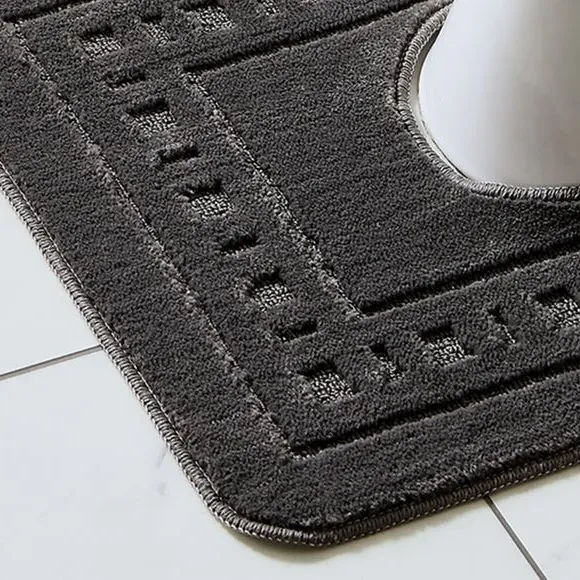 2-Piece Bath Mat Set with Pedestal - Grey