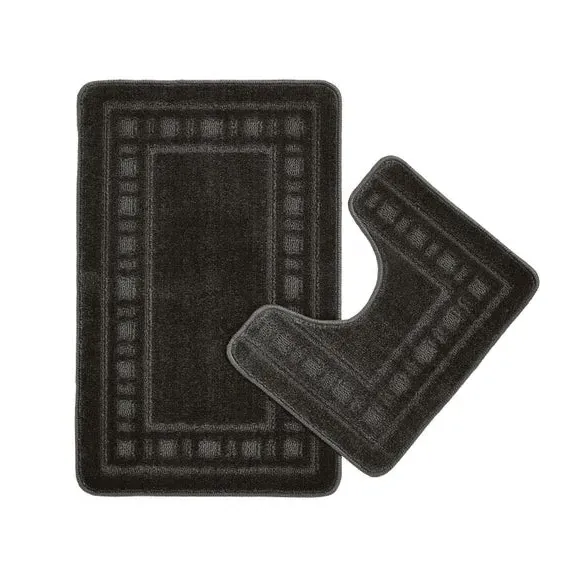 2-Piece Bath Mat Set with Pedestal - Grey