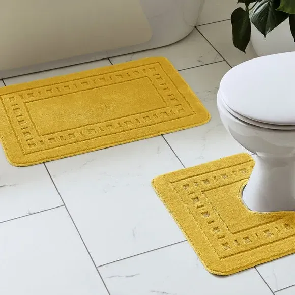 2-Piece Bath Mat Set - Yellow, Polypropylene