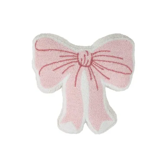 3D Bow Cushion with Boucle Front - Pink
