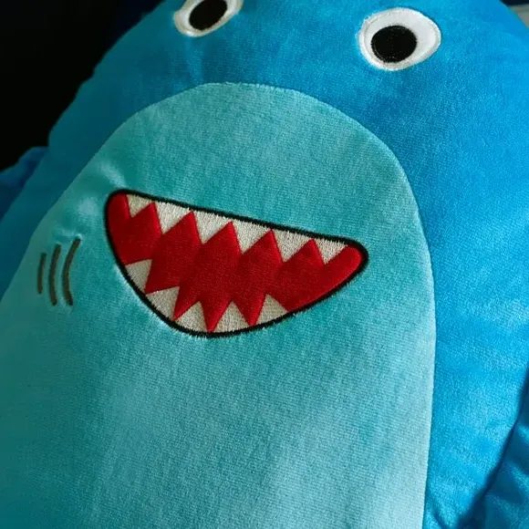 3D Shark Cushion - Navy, Plush