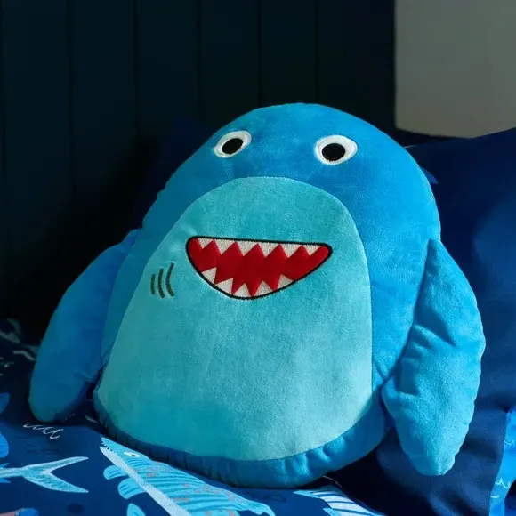 3D Shark Cushion - Navy, Plush image