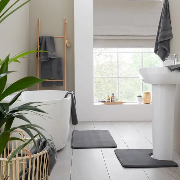 6-Piece Towel Set Anti-Bacterial - Charcoal, Cotton