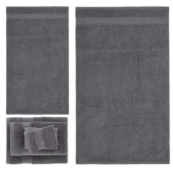 6-Piece Towel Set Anti-Bacterial - Charcoal, Cotton